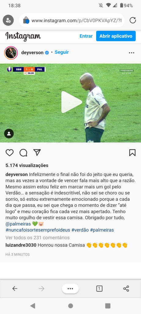 Deyverson não esconde emoção por iminente saída do Palmeiras: “Meu coração fica cada vez mais apertado